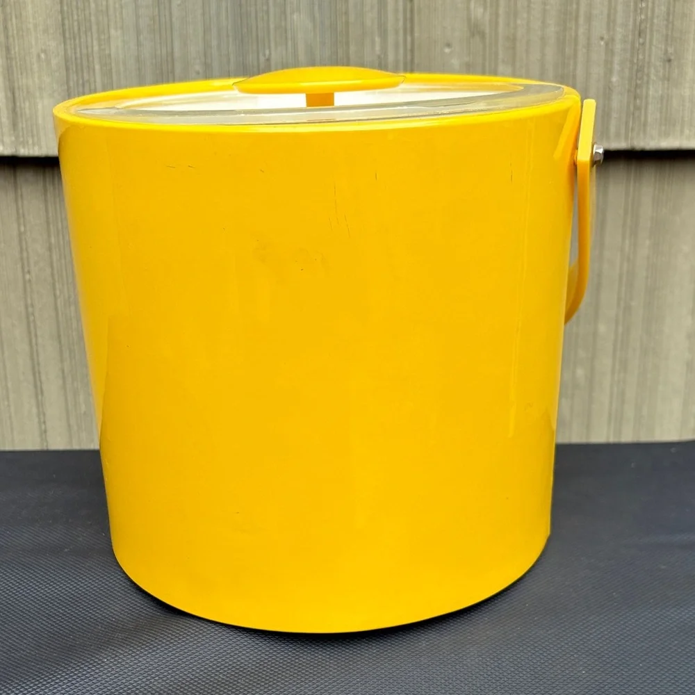 Vintage George Briard Yellow Ice Bucket with Handle